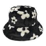 Floral Printed Faux Fur Bucket Hat: ORA / One Size