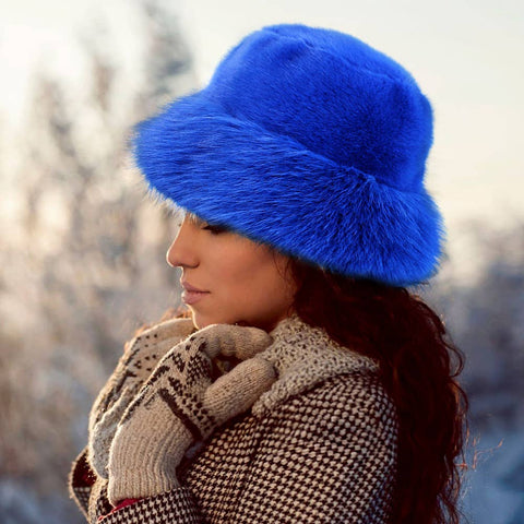 Faux Fur Russian Style Plush Bucket Hat
: Blue