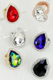 Tear Drop Gemstone Stretch Ring: Royal