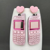 Acrylic Pink Phone Heart Post Earrings - YK