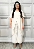 Full Cross-Over Front Short Sleeves and Wide Leg Pants Set : Orange