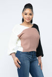 Color Block Twisted Open Back Loose Fit Cozy Sweater: Rust Combo / 1-2-2-1 (S-M-L-XL)