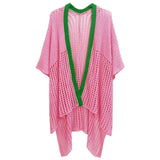 Ruana Kimono Pink and Green Crochet for Women: Pink and Green / Multi Tone / 29.5 x 35.4 inches