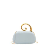 Spiral Handle Oval Evening Clutch: BK
