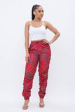 Plus Size Plaid Print Windbreaker Drawstring Jogger Pants: Red / 2-2-2 (1XL-2XL-3XL)