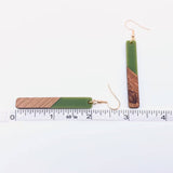 Resin Wooden Stick Rectangular Pendant Earrings: Yellow