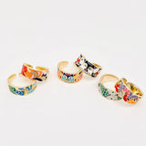 Multi-style Enamel Gold-plated Ring |Flowers|Butterfly|Eyes: A- Flowers