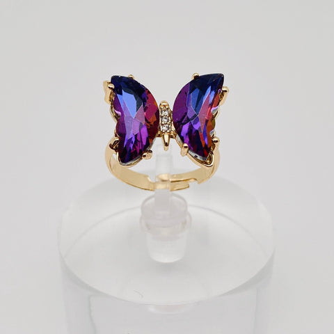 Gradient Glass Butterfly Ring: 5# Deep Purple