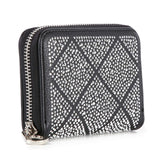Rhinestone Petite Zip Around Wallet: Black
