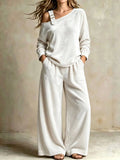 Women's Velvet One Shoulder Two Piece Set Wide Leg Pants: Brown / 2XL
