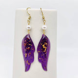 Colorful Double Butterfly Wings Dangle Earrings: Pearl-Light Green