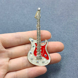 Rhinestone Enamel Rock and Roll Guitar Brooch: A