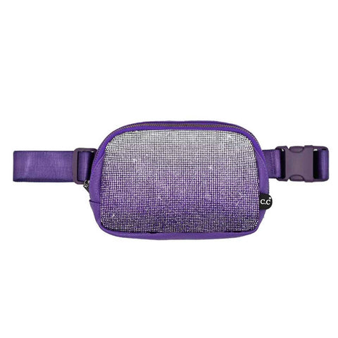 Ombre Rhinestone Fanny Pack Belt Bag: PUP / One Size