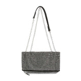 Front Flap Sparkling Rhinestone Shoulder Bag: Blue