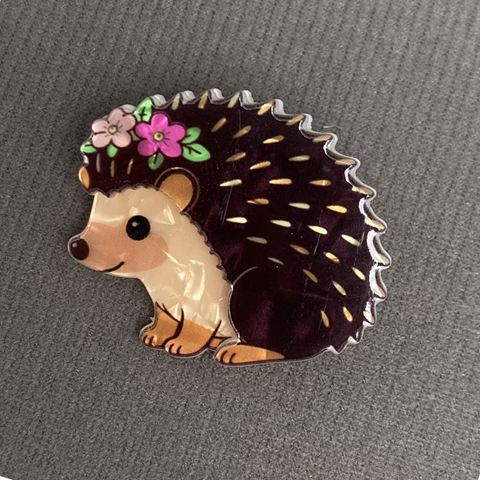 Hedgehog Acrylic Brooch