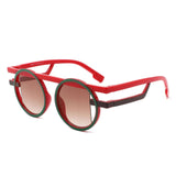 Sunglasses Red Green Round Futuristic Double Frame: Red and Green / Multi Tone / One Size