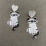 Halloween Mummy Cat Acrylic Earrings