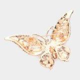 Glass Crystal Butterfly Pin Brooch: Gold