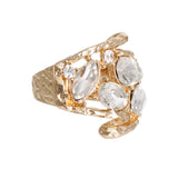 Cocktail Ring Gold Loop Crystal Ring: Color: Clear / Plating: Gold / Size: Stretch to Fit