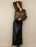 Metallic Silk Aspect Skirt - Elastic Waist | ISABELLA: Unique / Gold