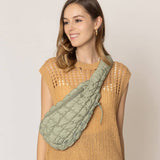 Quilted Stylish Lightweight Puffer Sling Bag: GRN / ONE SIZE