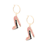 Bling Boutique High Heel Pink Hoops: Pink / Gold / 2.5 Inches