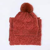 Minnie Knit Beanie and Scarf Set: Rust