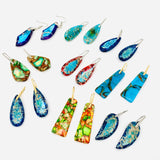 Colored Emperor Stone Geometric Agate Chakra Earrings - CS: F