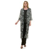 3 PC CARDIGAN STRAIGHT LEG PANT SET : BLACK/CREAM / M