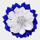 Pearl Pointed Flower Ribbon Brooch / Hair Clip: Purple