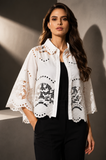 A104-W - Collared Lace Top: XL