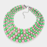 5Row Strand Pearl Necklace
: Pink Green