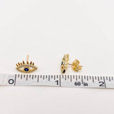 Cubic Zirconia Evil Eye Ear Studs: Silver