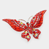 Glass Crystal Butterfly Pin Brooch: Gold