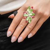 Cocktail Ring AKA Pink Green Marquise for Women: Pink and Green / Gold / Stretch to Fit