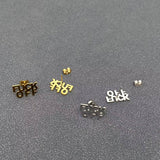 'FUCK OFF' Stainless Steel Ear Studs: Steel color