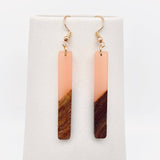 Resin Wooden Stick Rectangular Pendant Earrings: Yellow