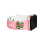 AKA Sorority Pink and Green Watch Band Strap Women: Pink and Green / Rhodium / Adjustable