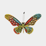 Butterfly Rhinestone Pave Brooch: Red