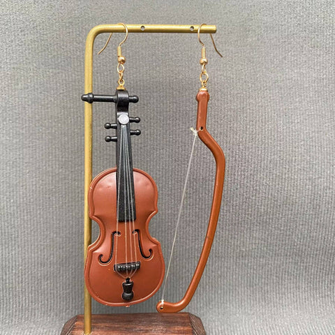 Resin Violin Dangle Earrings