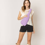 Quilted Stylish Lightweight Puffer Sling Bag: GRN / ONE SIZE