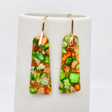 Colored Emperor Stone Geometric Agate Chakra Earrings - CS: F