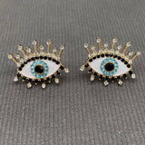 Rhinestone Inlaid Enamel Eye Stud Earrings
