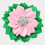 Pearl Pointed Flower Ribbon Brooch / Hair Clip: Purple