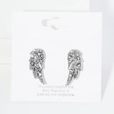 Crystal Stone Paved Wing Stud Earrings
: Silver