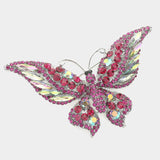 Glass Crystal Butterfly Pin Brooch: Gold