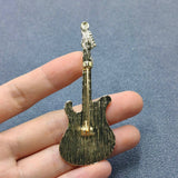 Rhinestone Enamel Rock and Roll Guitar Brooch: A