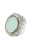 Amazonite Rhinestone Alloy Rings: Gold