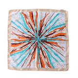 Abstract Splash Print Satin Scarf: Orange