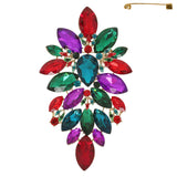 Floral Geo Shape Jeweled Cluster Brooch Pin : Christmas